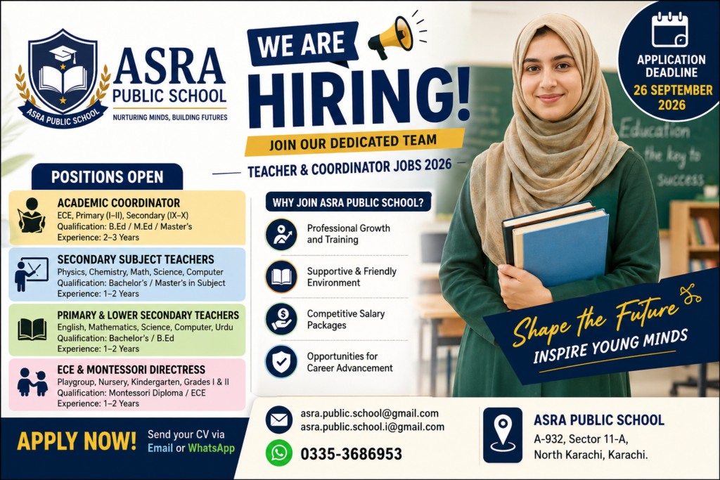 ASRA Public School Teacher & Coordinator Jobs 2026