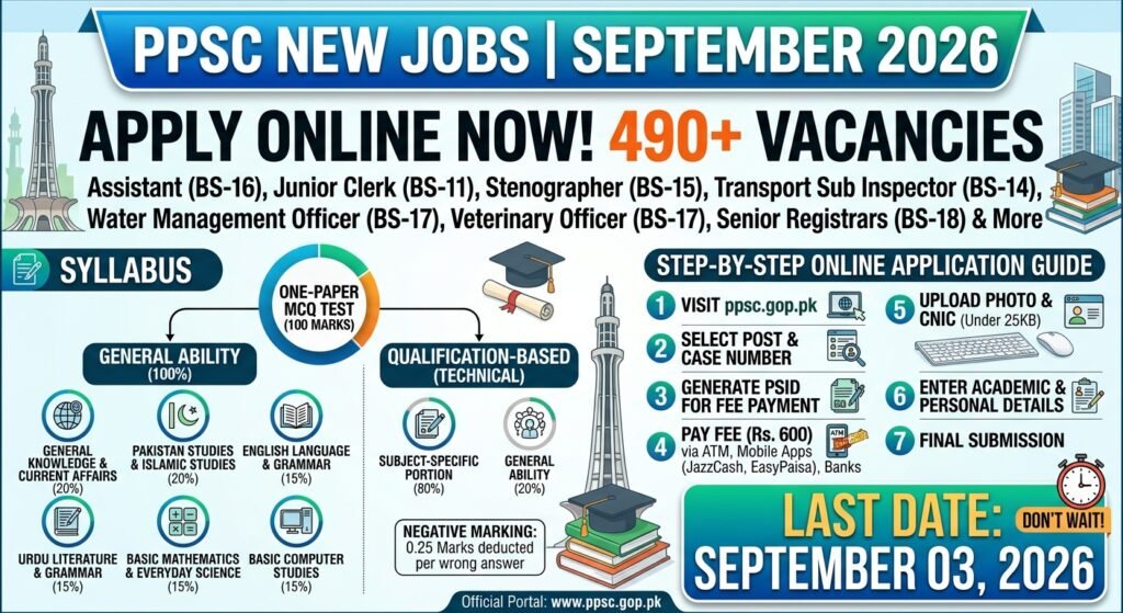 PPSC New Jobs September 2026